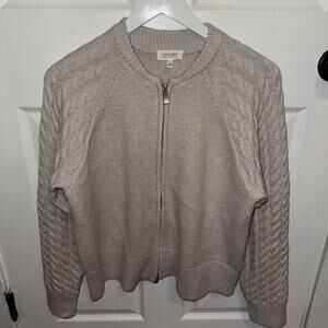 Haven Well Within Women’s Full Zip Cable Knit Sweater Organic Cotton M